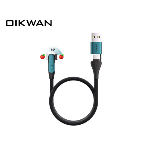 USB+USB-C đến 8PIN (quay) Super Charge+PD30W Bộ điều hợp điện tích