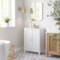 Modern Bathroom Multiple Storage Cabinets Large Space White