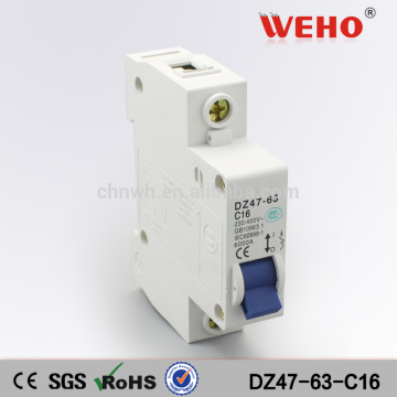 1P 16A C type 240V/415V 50HZ/60HZ Mini electronics Circuit breaker MCB C45