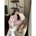 women's contrast color stitching plush jacket