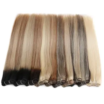 Remy Human Hair Straight Balayage Hair Weft ,Dyed Color Brazilian Hair Extensions Highlighted/Honey Blonde