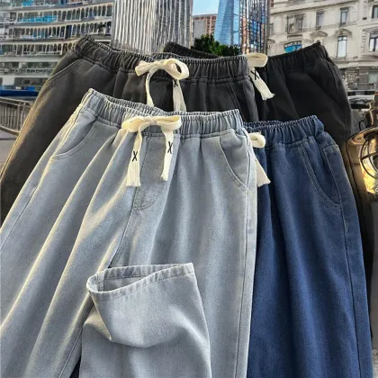Trendy Men's Wide Leg Loose Casual Jeans Pants
