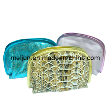 Rubberized Satin/Snake-Skin PU Cosmetic Bag (MJC-10161-4)