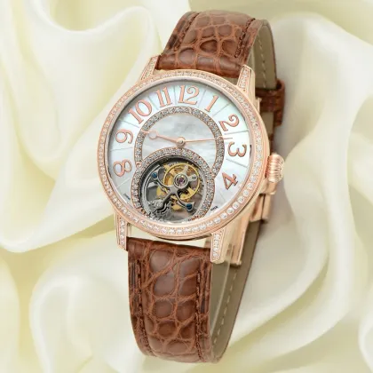 Custom Lady Tourbillon Watch Automatic Movement, Fashion Leather Strap Watch For Girls