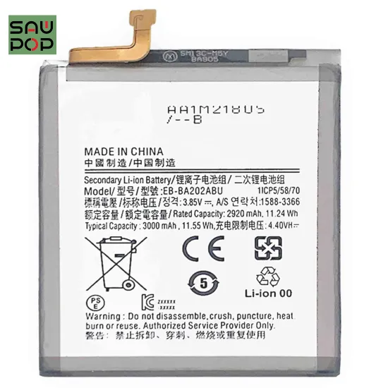 Rechargeable Battery for Samsung A20, A202, A20S, A20E: 3000mAh, 3.85V