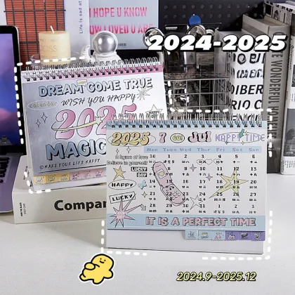 2025 Retro Style Desk Calendar - Creative Coil Design