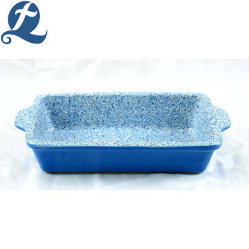 Wholesale Printed Rectangular Ceramic Baking Pan Tray