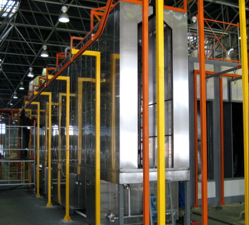 cookware horizontal power spray coating conveyor system