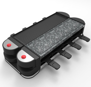 Removable 2-in-1 Raclette Grill - 1200W BBQ with Cheese Melt Pans for Parties