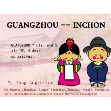 Frete marítimo de Guangzhou para Inchon