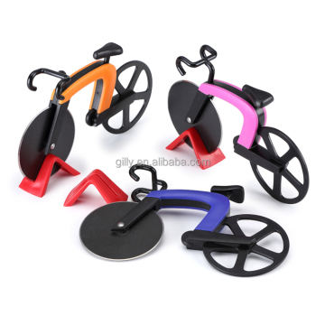 Bicycle Pizza Slicer - 3pcs Pack Dual Stainless Steel Cutting Wheels with Stand