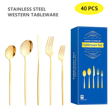 410 Portugal Classics Tableware Cutlery Set - 40pcs in 5 Sets with Gift Box Packaging (Mirror & Hand Polish)