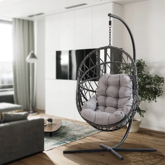 Modern Metal Egg Hanging Swing Chair with Hammock for Courtyard or Hospital Outdoor Furniture