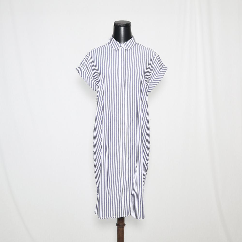 Poplin blue and white stripe dress