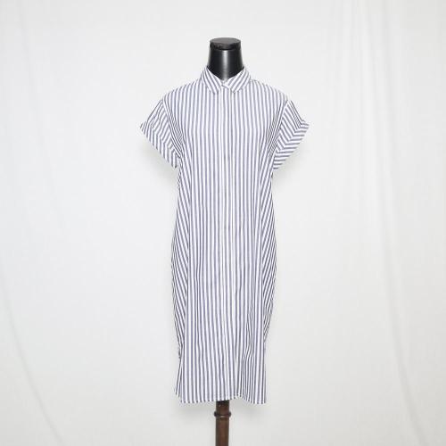 Poplin blue and white stripe dress