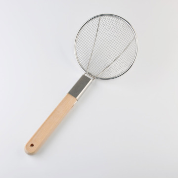 Stainless Steel Wooden Handle Fried Fries Strainer Spoon - Home and Commercial Use Kitchen Large Strainer