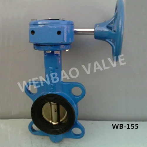 (WB-155) Cast Iron Wafer Butterfly Valve DN100 with Gearbox
