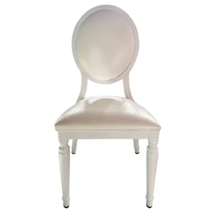 Aluminium White Round Back Hotel Wedding Upholstered Louis XV Wedding Chair