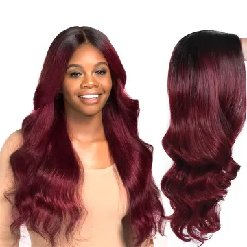 Synthetic Dark red wigs black wavy wig heat resistant synthetic fiber Long Curly wigs  for women
