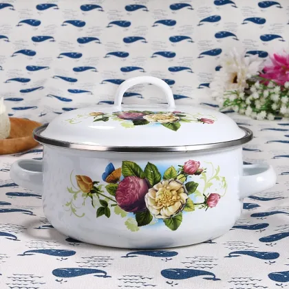 Enamel Casserole for Cook Soup at Home or Outside