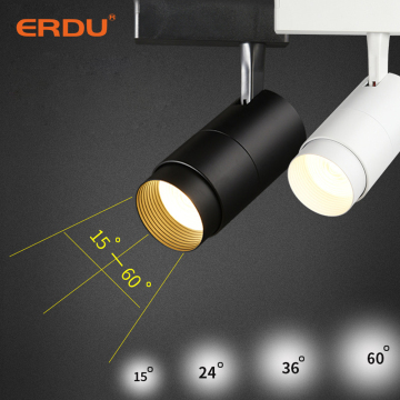 ERDU Indoor Lighting Black Aluminum Adjustable Moving Head Rail Spotlight