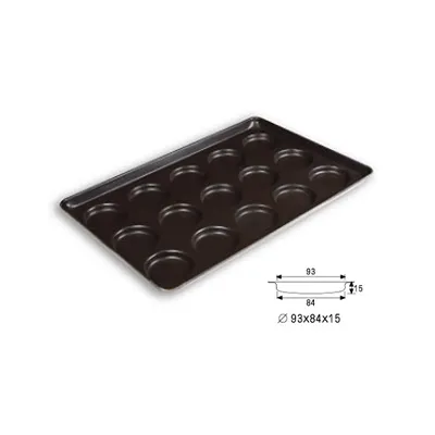 V040 Bakery Break Non-Stick 15 Individual Curved Bottom Hamburger Bun Pan