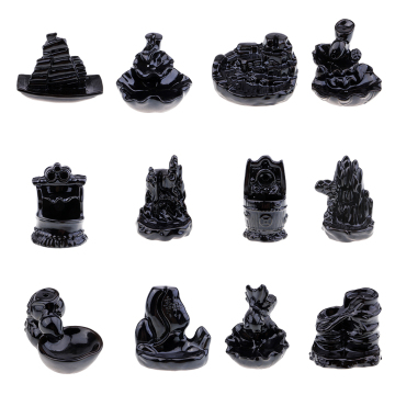 Exquisite Ceramic Black Back Flow Incense Burner Cone Censer Stick Holder Use In The Home Office Teahouse