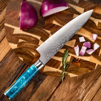Manufacturers' Handcrafted 8-inch Japanese Chef's Kitchen Knife in Damascus Steel