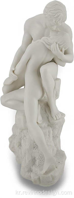 흰색 대리석 마무리 연인 동상 누드 조각