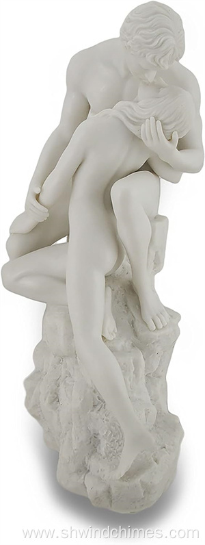 White Marble Finish Nude Sculpture of The Lovers