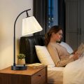 Rotatable Fabric Shade Nightstand Lamps Dual USB Charging