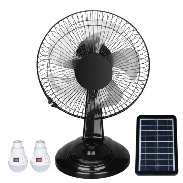 Portable Solar Charging Fan with LED Light - 12 Inch Rechargeable Fan for Summer