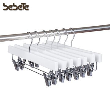 Solid Gugertree Deluxe Wood Pants,Bottom,Jeans,Skirt,Slack hangers White Color with 2-Adjustable Clips