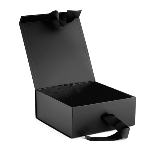 Large black white paper cardboard gift hamper box