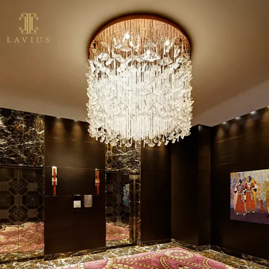 Golden large creative custom chandelier hotel corridor hall custom luxury crystal chandelier