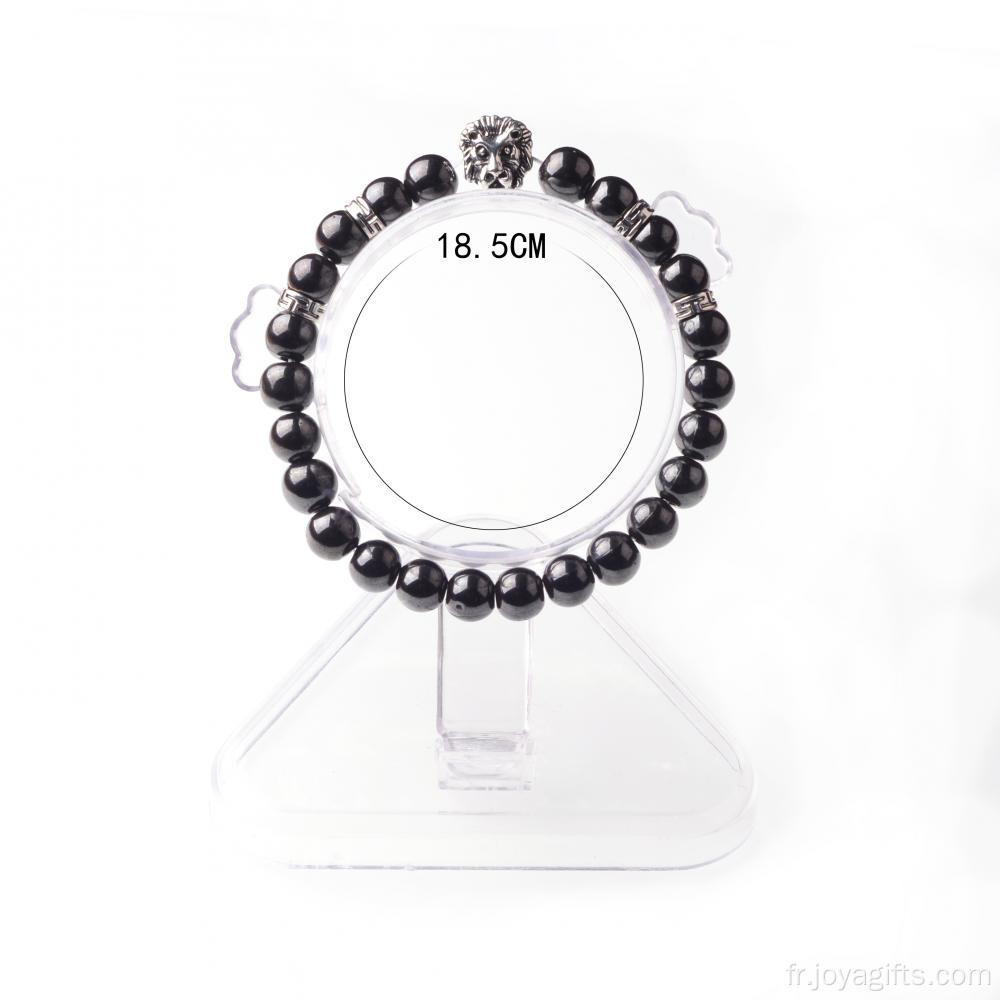 Hématite 8MM Perles précieuses de tête de Lion Bracelet