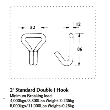 Hot Sale Standard Double J Hook With 50MM Width