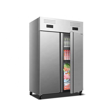 China-made Double-temperature 2-in-1 Commercial Upright Chicken Display Freezer Chest with Big Capacity