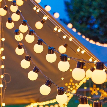 Solar-Powered LED String Lights - G50 Bulbs, Waterproof, Colorful for Camping and Balcony