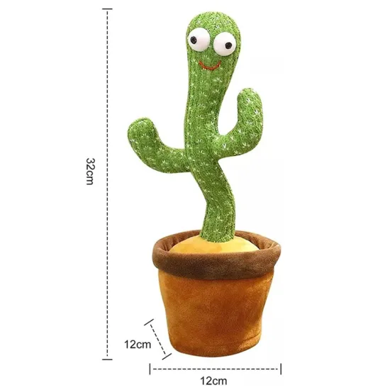 Sunny Cactus Toy: 120 Pcs USB Rechargeable Dancing Singing Voice Repeat