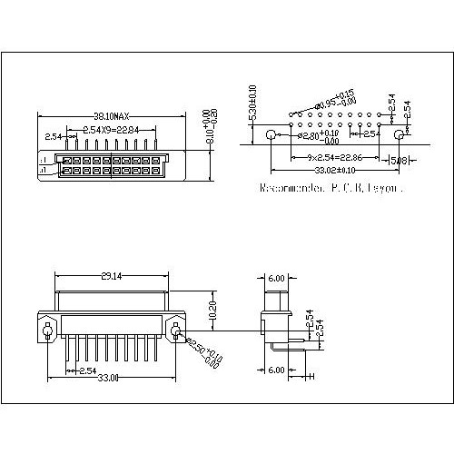 DFR-XX-XXX-216 Right Angle Female Type 0.33Q Connectors-Inversed 20 Positions-Model