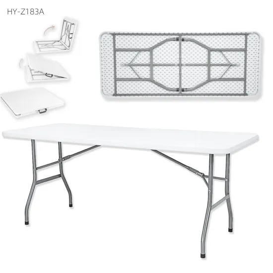 6ft White Space-Saving Portable Camp Folding Plastic Dining Table