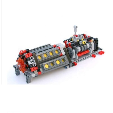 Stemedu MOC Mechanical Bricks 6 Gears Transmission V16 Engine Building Blocks Kit for Kids