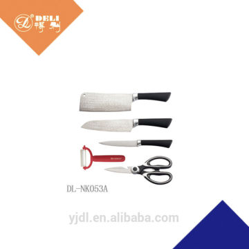 5 pieces soft handle scissor and peeler knives sets