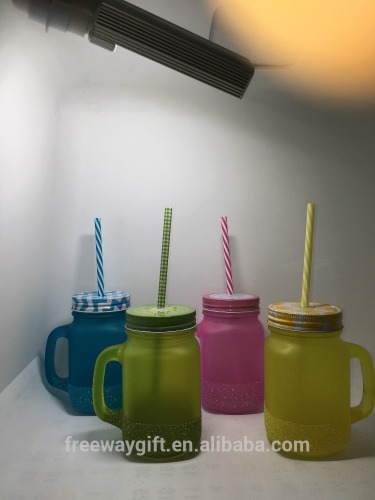 glass drinking mason jar with handle and lidAll Size ,Style,Material,color We Can Supply)