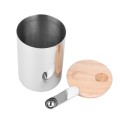 Bamboo Lid Kitchen Stainless Steel Vintage Food Canister
