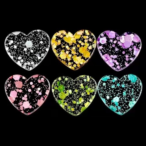 Glitter Resin Heart Flat Back Cabochon Beads Sequins Shiny Home DIY Decoration Handmade Craft Kids Hair Accessories