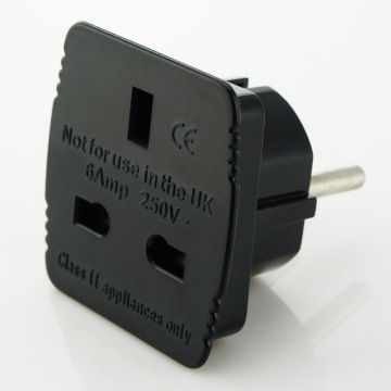 UK to Europe Plug Adapter: British Type G to German Schuko Converter