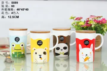 Animal Pattern Ceramic Mug with Wood Lid