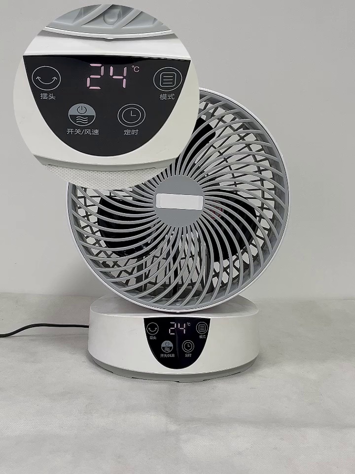 HONETIAN LED display 3 speeds 4 modes 9 timer remote control 8 inches AC air circulator indoor plastics white colour table fan